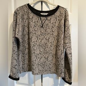 Shades of Gray, Long Sleeve Shirt , Flowers & Swirls & Black Trim